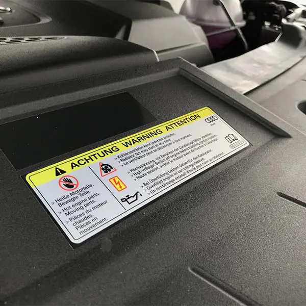 automotive engine labels