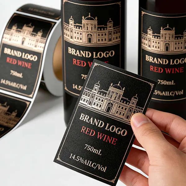 customized luxury hot stamping foil wine label