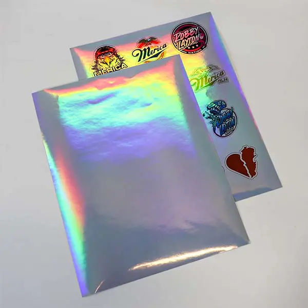 glossy silver blank adhesive paper stickers
