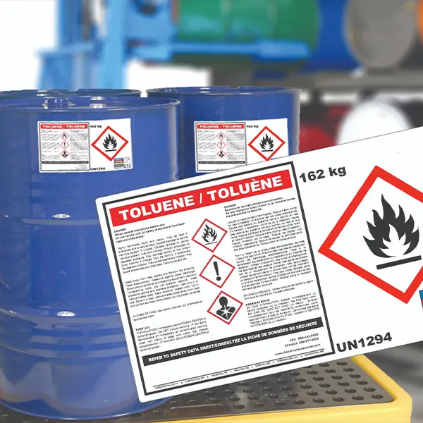 printed chemical drum labels