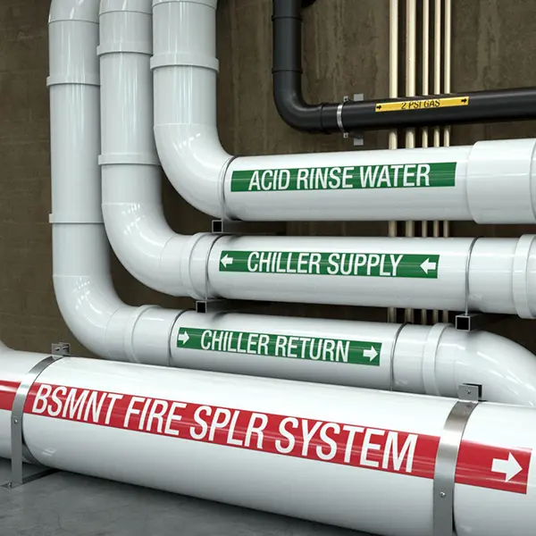 weather resistant labels for outdoor piping