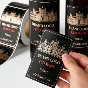customized luxury hot stamping foil wine label