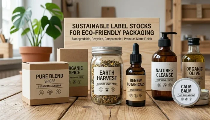 Images of different best label stocks for eco-friendly packaging