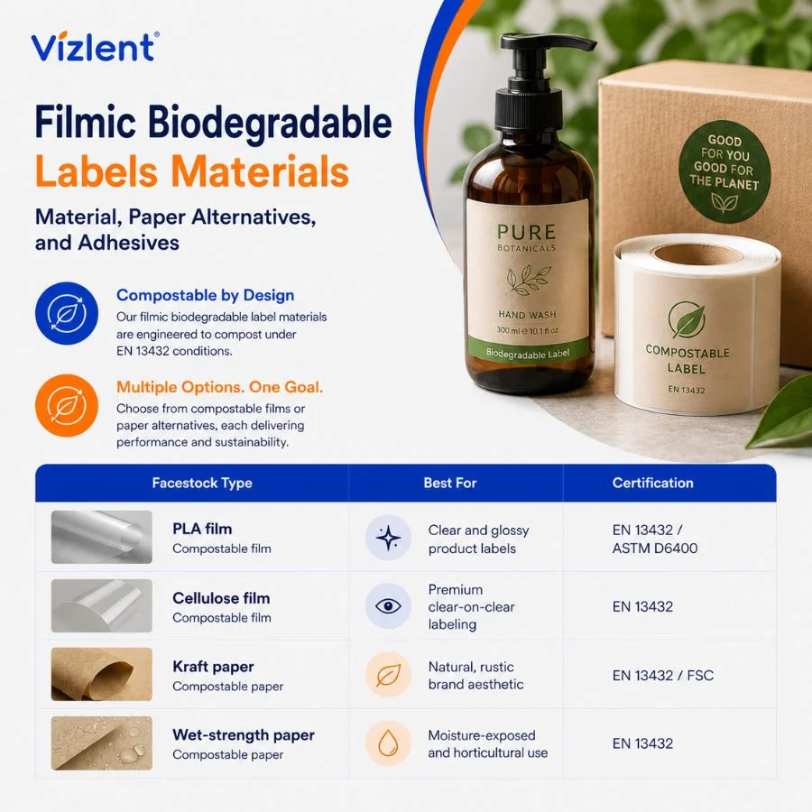 Filmic Biodegradable Labels Material, Paper Alternatives, and Adhesives - Vizlentv Label Materials Co., Ltd.