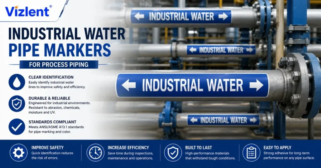 High Performance Industrial Process Water Pipe Markers for Piping - VIZLENT LABEL MATERIALS CO. LTD.