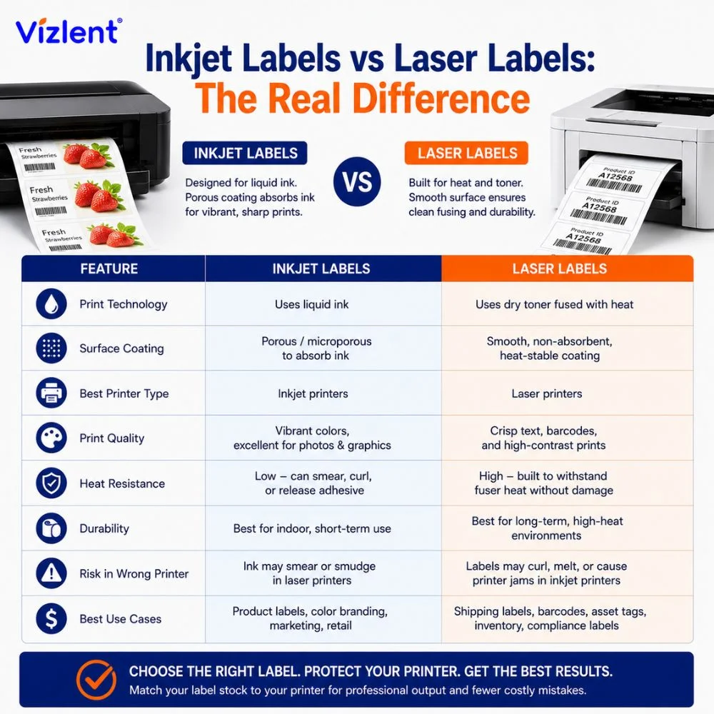 Inkjet Labels vs Laser Labels: The Real Difference - Vizlent Label Materials Co., Ltd.