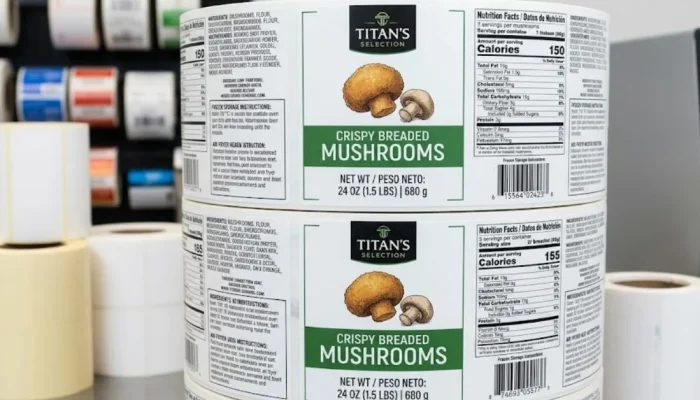 Label Stock for Frozen Food Packaging - Frozen crispy mushroom