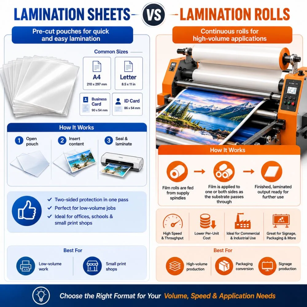 Lamination Sheets vs Lamination Rolls - Vizlent Label Materials Co., Ltd. 