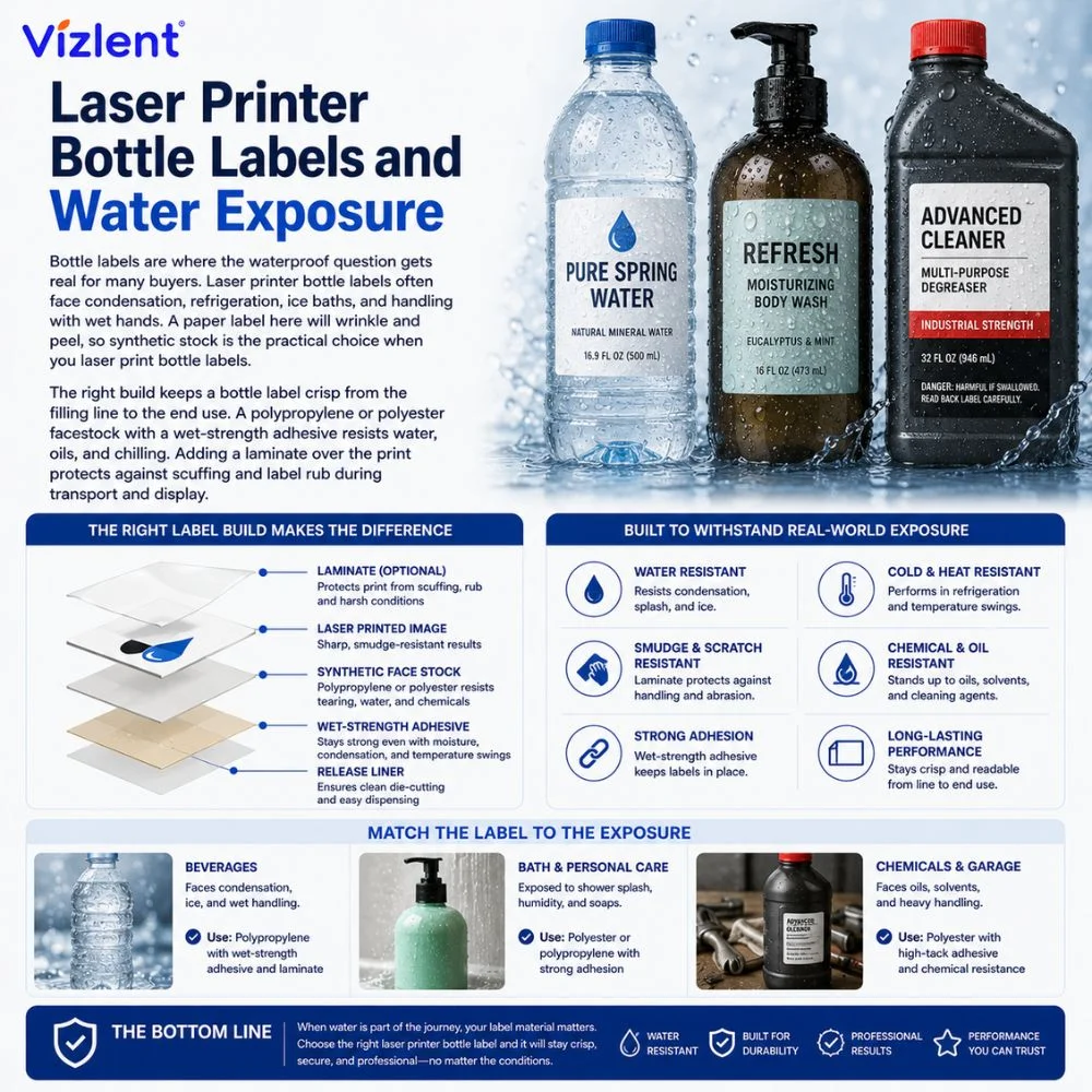 Laser Printer Bottle Labels and Water Exposure