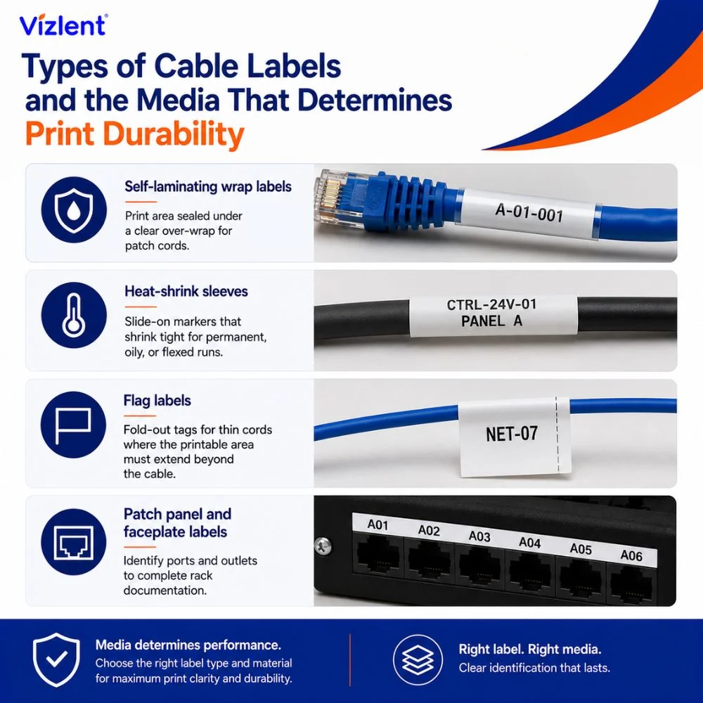 Types of Cable Labels and the Media That Determines Print Durability - Vizlent Label Materials Co., Ltd.