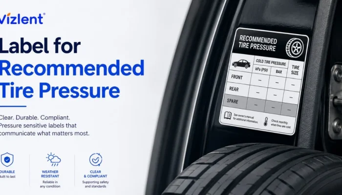 Vizlent Label for Recommended Tire Pressure