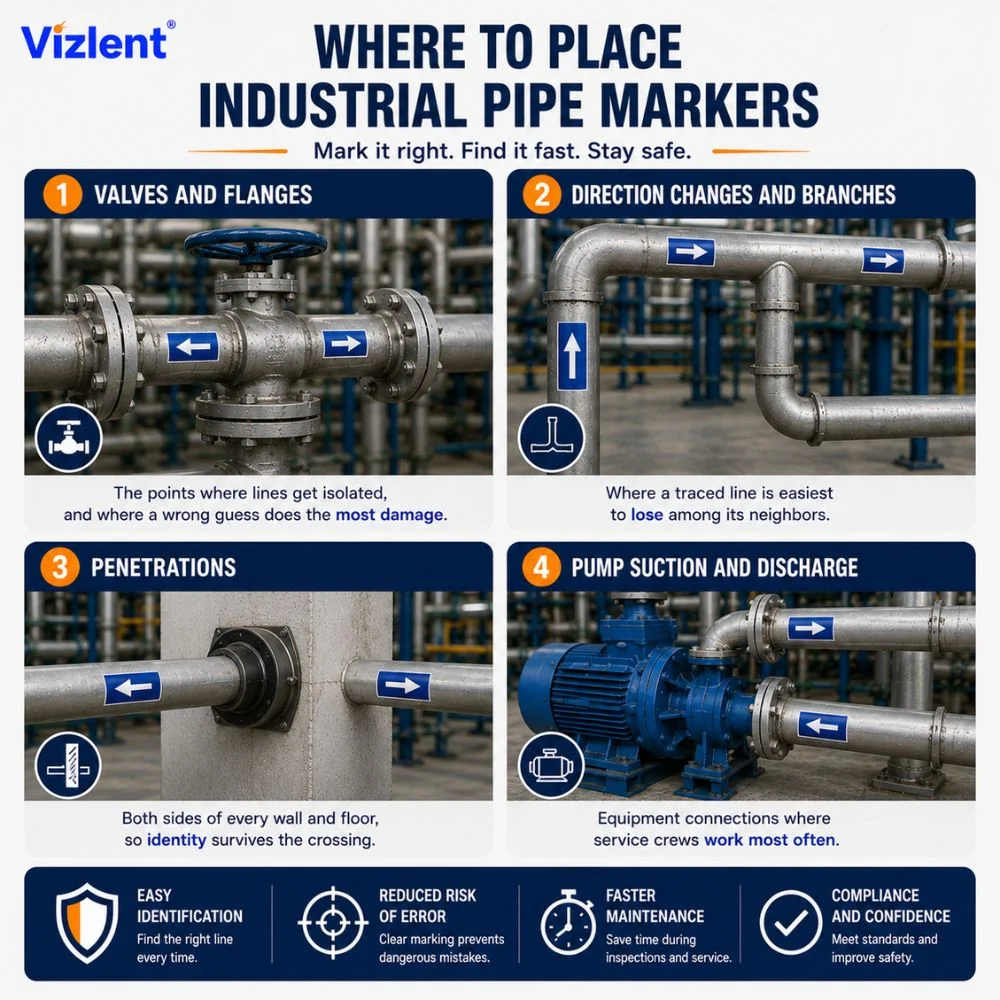 High Performance Industrial Process Water Pipe Markers - VIZLENT LABEL