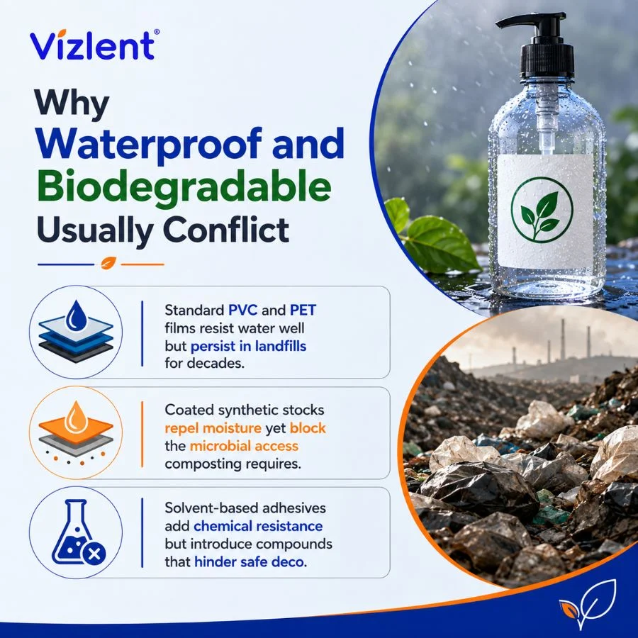 Why Waterproof and Biodegradable Usually Conflict - Vizlent Label Materials Co., Ltd.