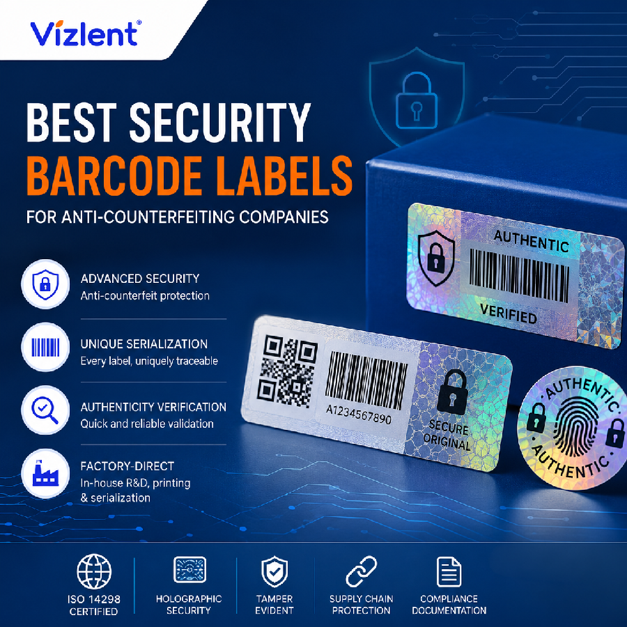 Best Security Barcode Labels for Anti-Counterfeiting Companies - Vizlent Label