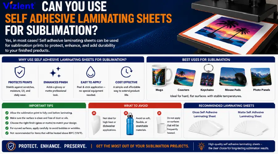 can you use self adhesive laminating sheets for sublimation vizlent label 1