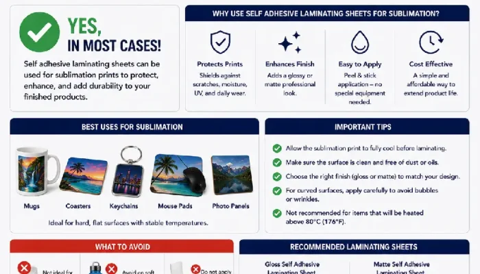 Self Adhesive Laminating Sheets for Sublimation