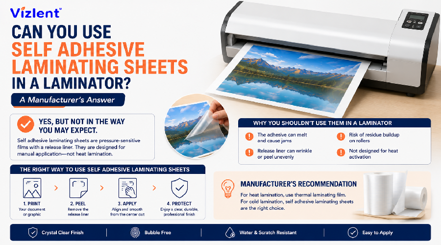 Can You Use Self Adhesive Laminating Sheets in a Laminator? A Manufacturer's Answer - Vizlent Label