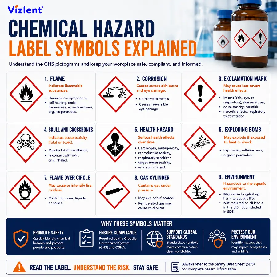 Chemical Hazard Label Symbols Explained - Vizlent Label