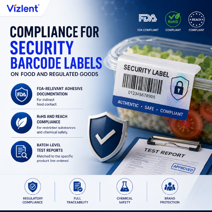 Compliance for Security Barcode Labels on Food and Regulated Goods - Vizlent Label