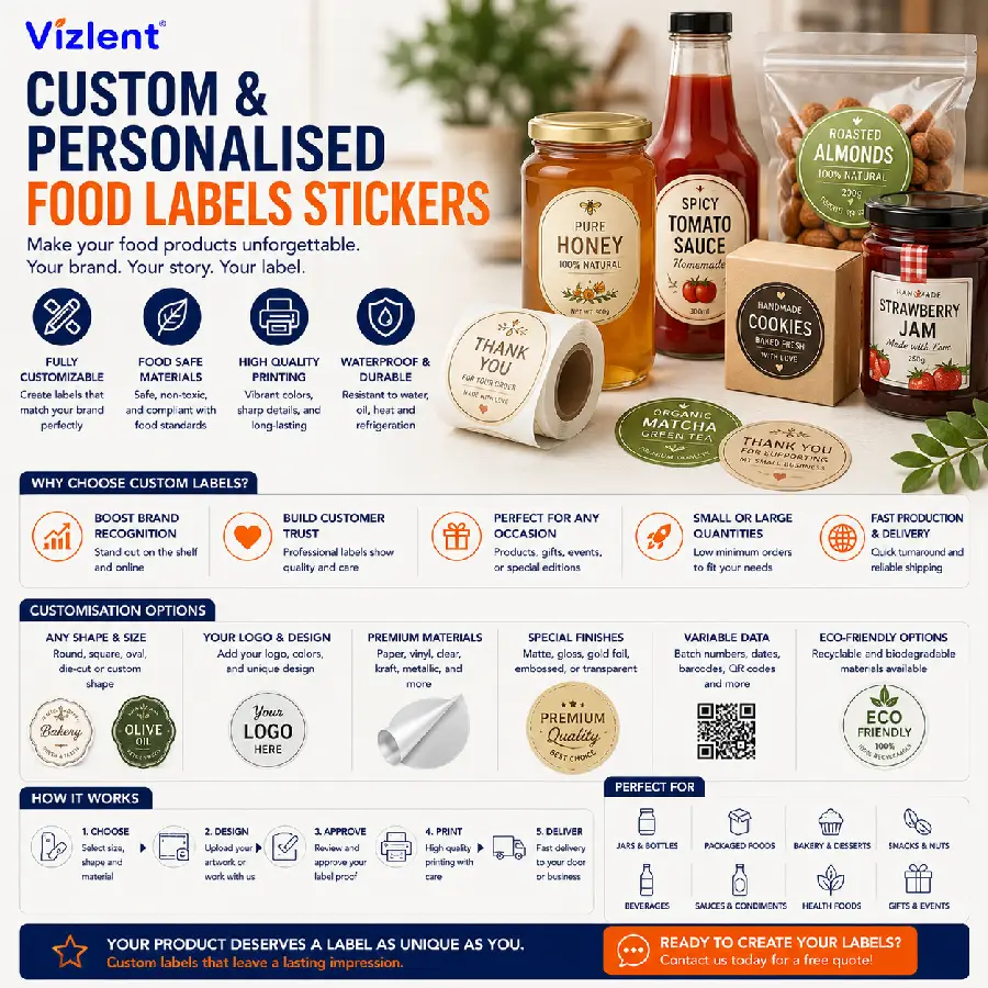 Custom and Personalised Food Labels Stickers