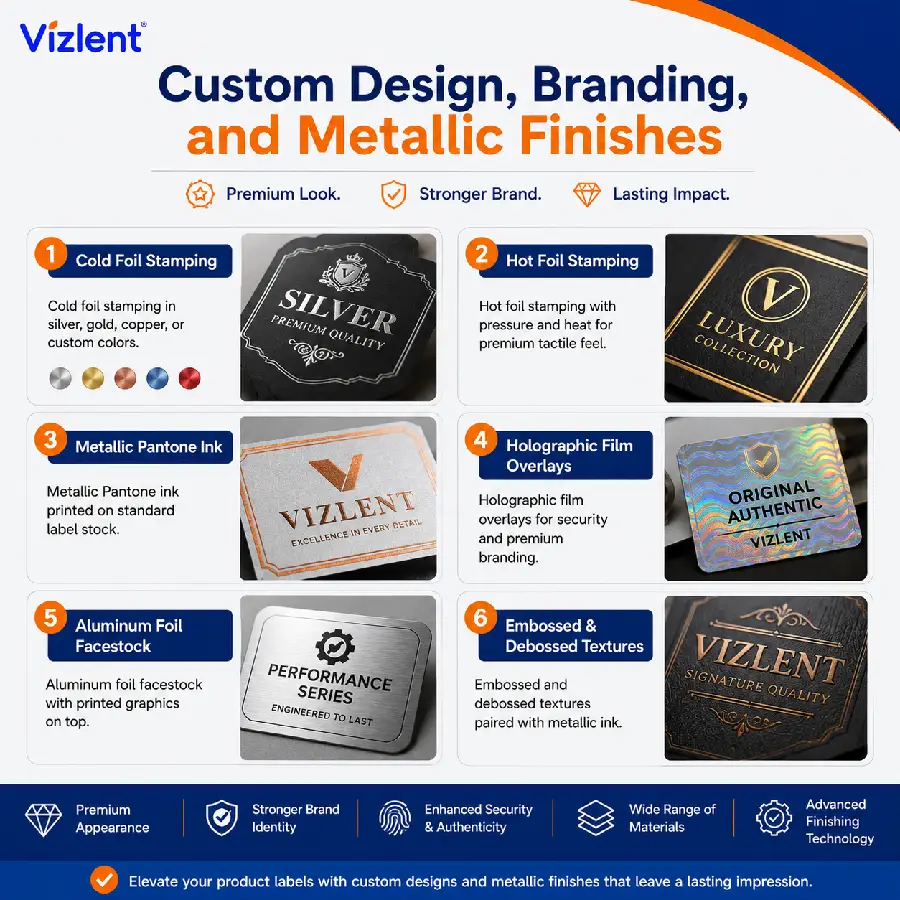 Custom Design, Branding, and Metallic Finishes - Vizlent Label Materials Co., Ltd.