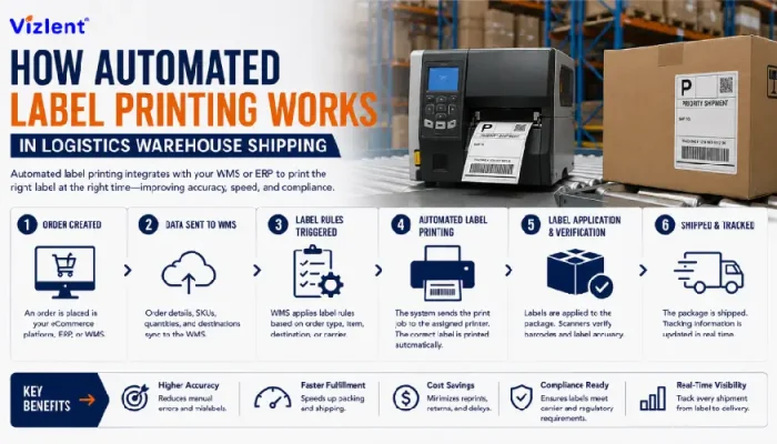 How Automated Label Printing Works in Logistics Warehouse Shipping - Vizlent Label