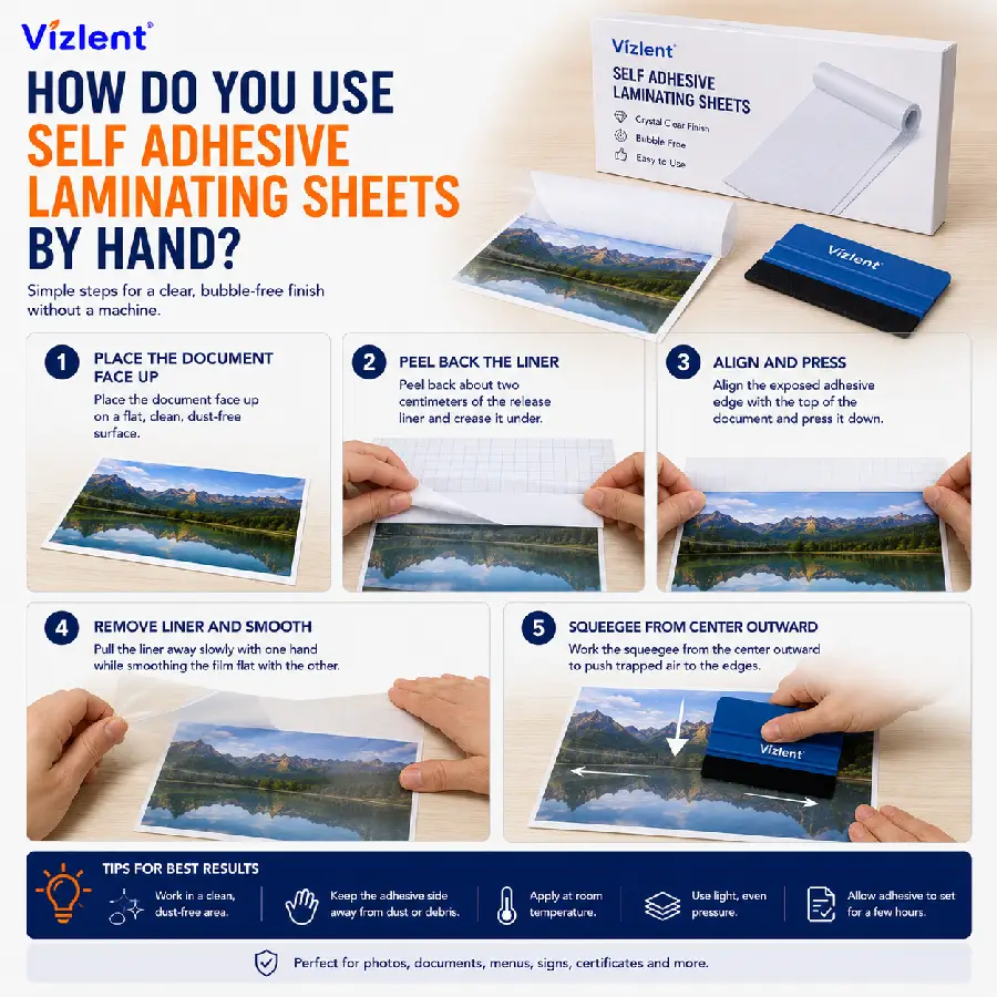 How Do You Use Self Adhesive Laminating Sheets by Hand -  Vizlent Label