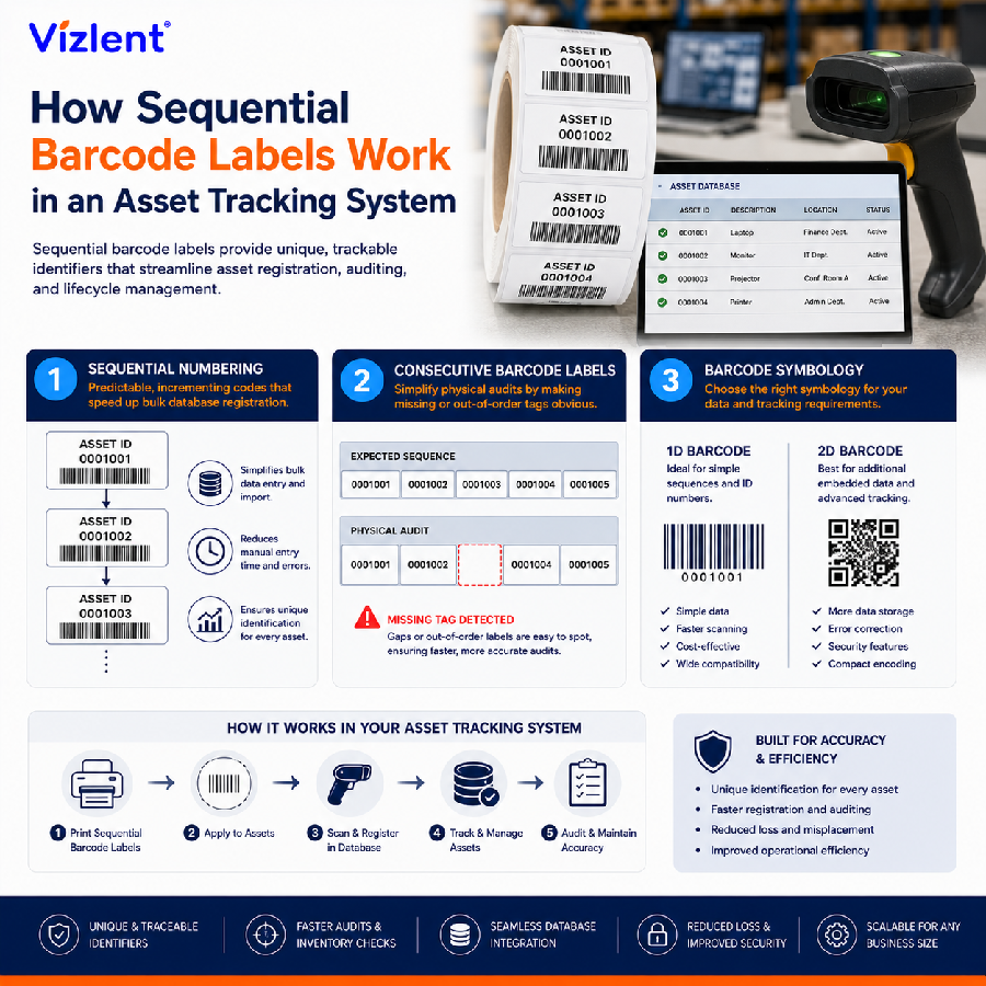 How Sequential Barcode Labels Work in an Asset Tracking System - Vizlent Label