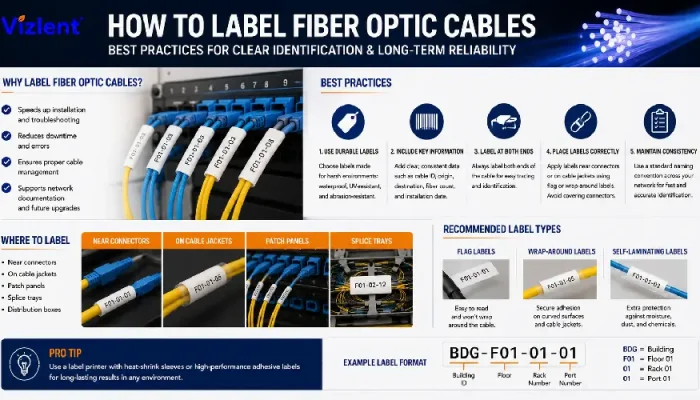 How to Label Fiber Optic Cables: Standards, Materials, and Best Practices - Vizlent Label