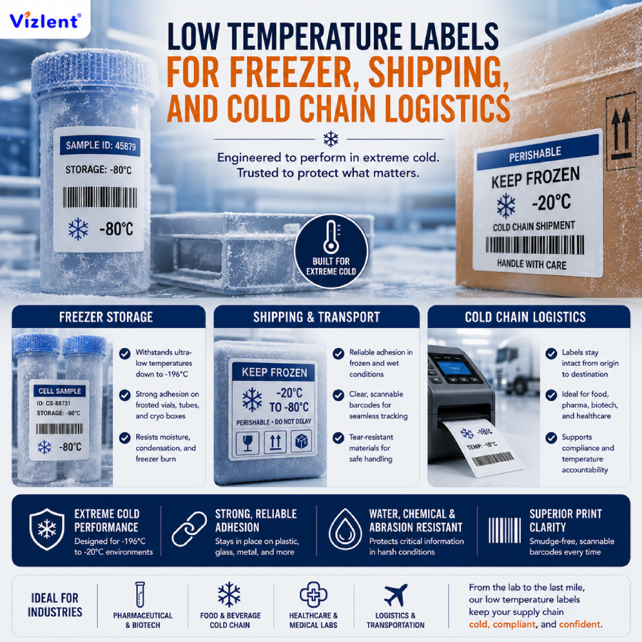 Low Temperature Labels for Freezer, Shipping, and Cold Chain Logistics - Vizlent Label