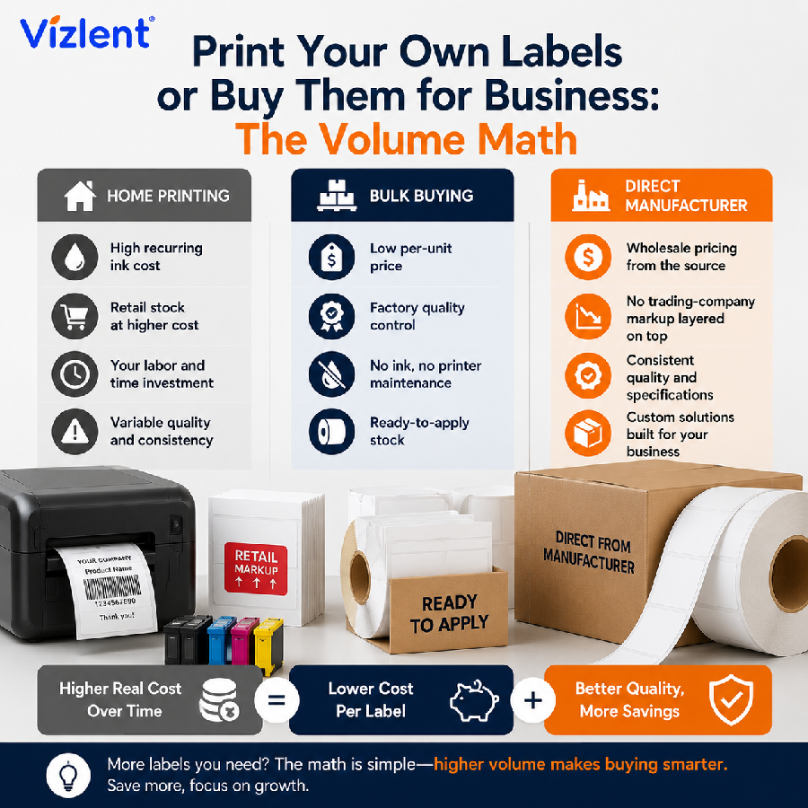 Print Your Own Labels or Buy Them for Business: The Volume Math - Vizlent Label