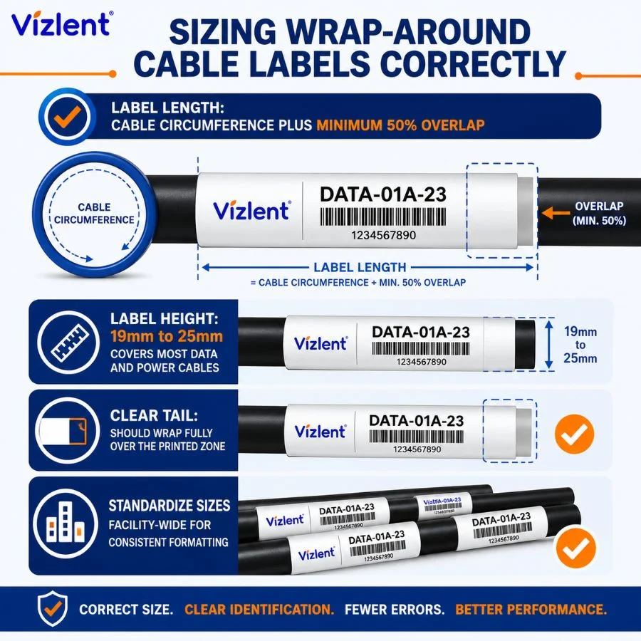 Sizing Wrap-Around Cable Labels Correctly - Vizlent Label Materials Co., Ltd