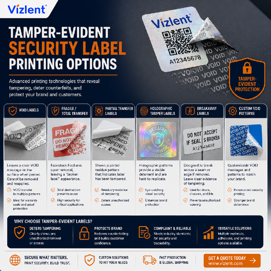 Tamper-Evident Security Label Printing Options - Vizlent Label