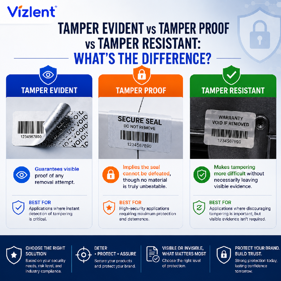 Tamper Evident vs Tamper Proof vs Tamper Resistant: What's the Difference - Vizlent Label Materials Co. Ltd.