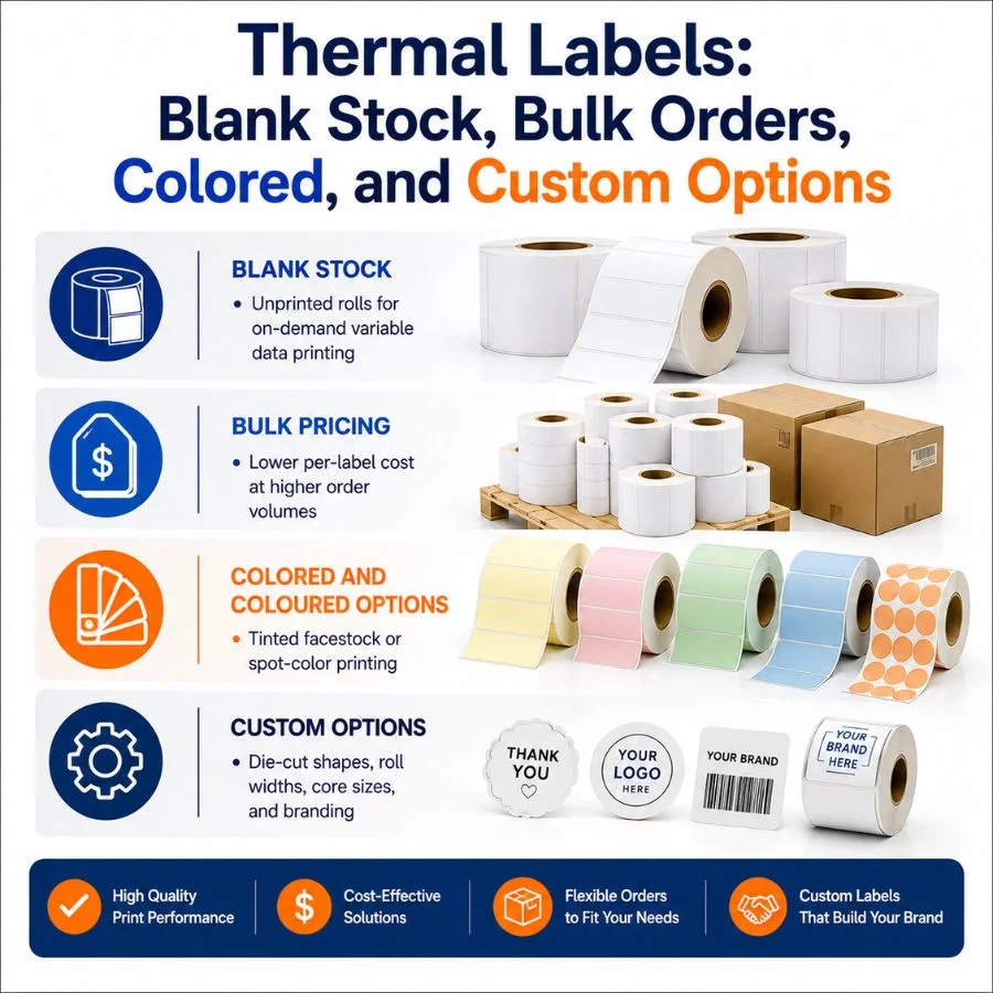 Thermal Labels: Blank Stock, Bulk Orders, Colored, and Custom Options - Vizlent Label Materials Co., Ltd.
