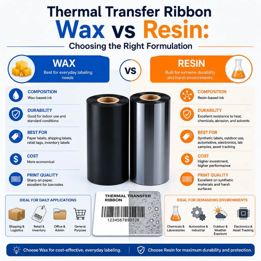 Thermal Transfer Ribbon Wax vs Resin: Choosing the Right Formulation - Vizlent Label Materials Co., Ltd. 