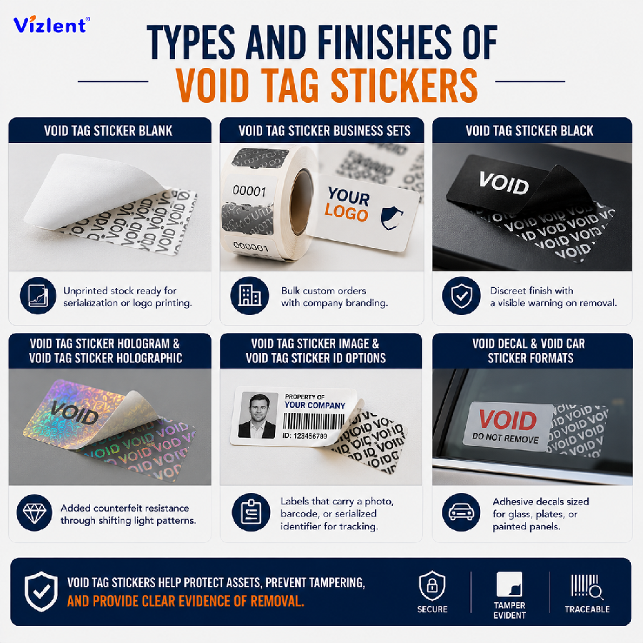 Types and Finishes of Void Tag Stickers - Vizlent Label