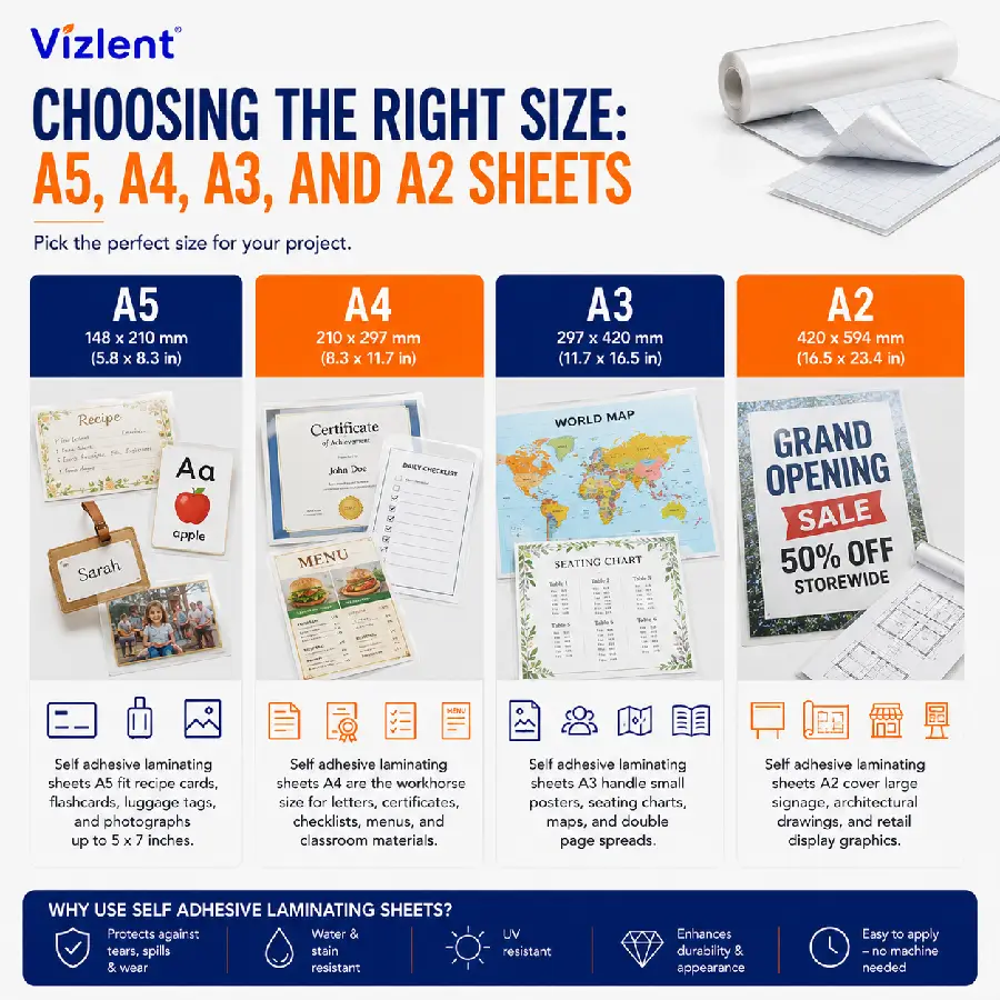 Choosing the Right Size: A5, A4, A3, and A2 Sheets - Vizlent Label