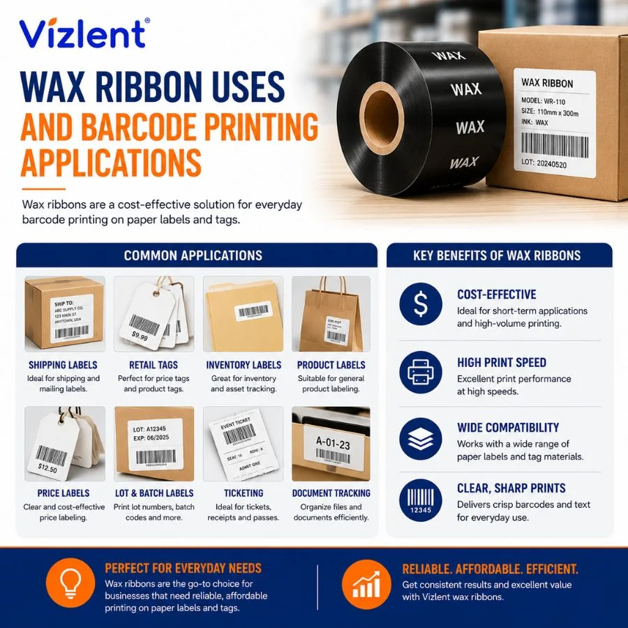 Wax Ribbon Uses and Barcode Printing Applications - Vizlent Label Materials Co., Ltd.