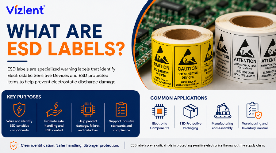 What Are ESD Labels? A Buyer's Guide to Static Control Labeling - Vizlent Label Materials Co., Ltd.
