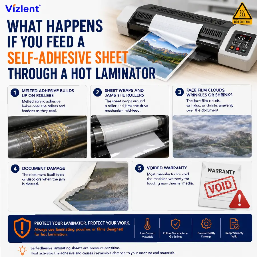 What Happens If You Feed a Self-Adhesive Sheet Through a Hot Laminator - Vizlent Label