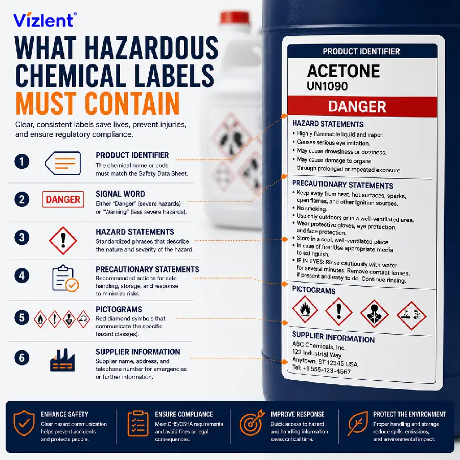 What Hazardous Chemical Labels Must Contain - Vizlent Label