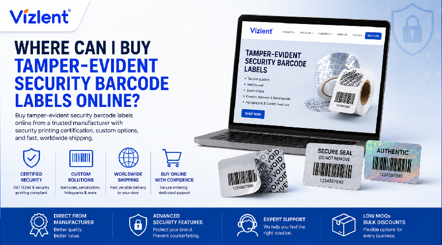 Where Can I Buy Tamper-Evident Security Barcode Labels Online? - Vizlent Label