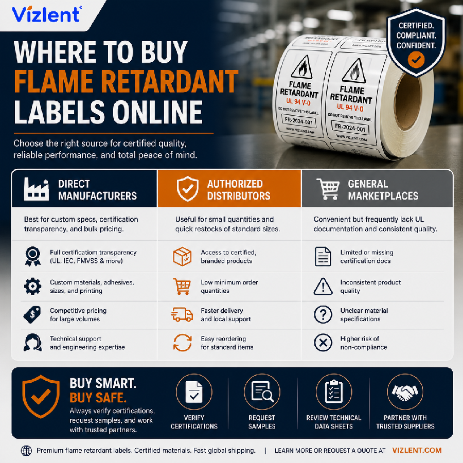 Where to Buy Flame Retardant Labels Online - Vizlent Label 