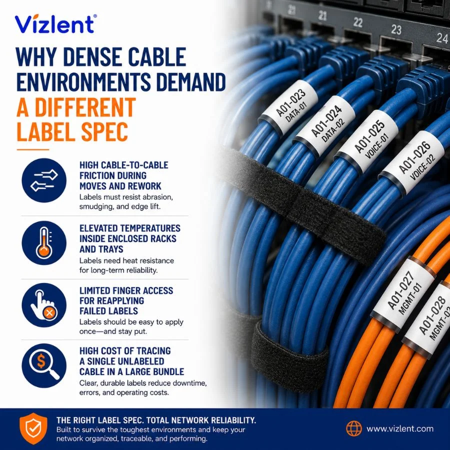 Why Dense Cable Environments Demand a Different Label Spec - Vizlent Label Materials Co., Ltd.