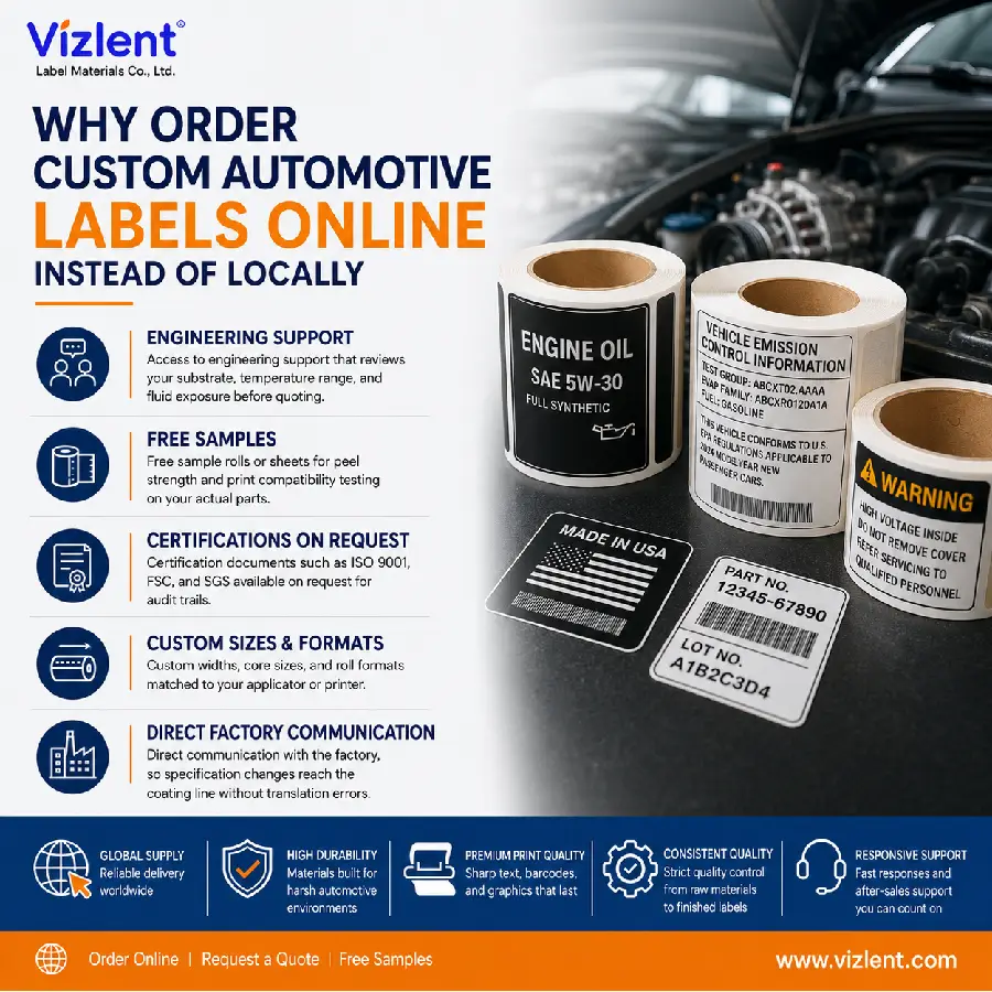 Why Order Custom Automotive Labels Online Instead of Locally - Vizlent Label Materials Co., Ltd.