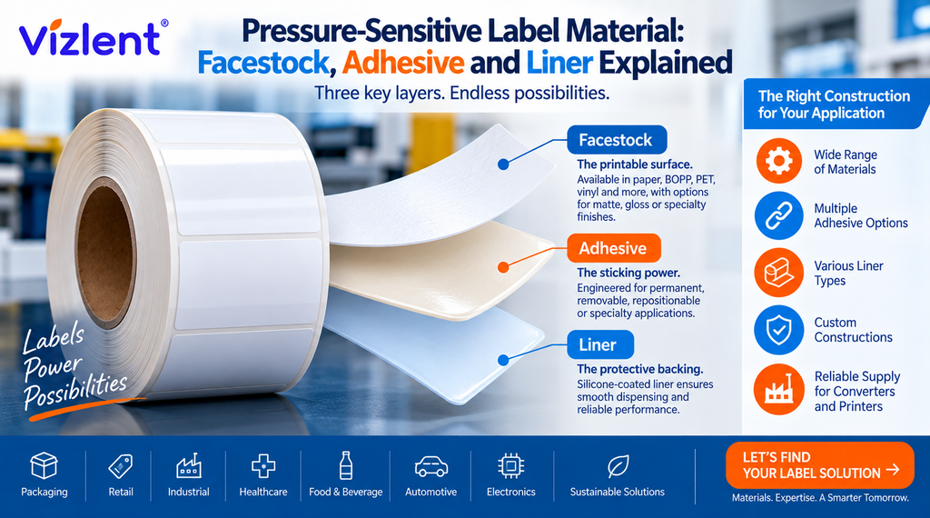 Pressure-Sensitive Label Material: Facestock, Adhesive and Liner Explained - VIZLENT LABEL