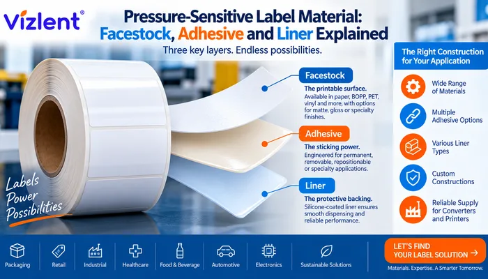 Pressure-Sensitive Label Material: Facestock, Adhesive and Liner Explained - VIZLENT LABEL