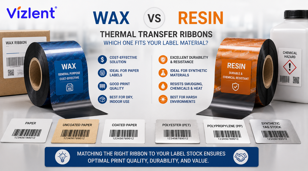 Wax vs Resin Thermal Transfer Ribbons: Which One Fits Your Label Material? - VIZLENT LABEL