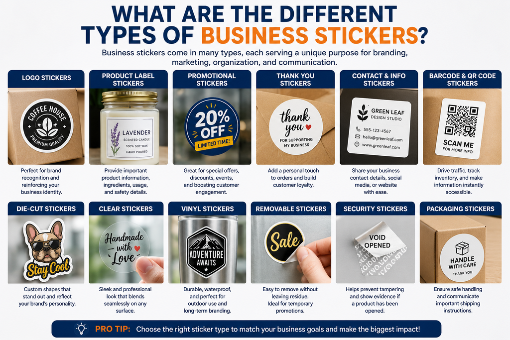 What Are the Different Types of Business Stickers? - VIZLENT LABEL